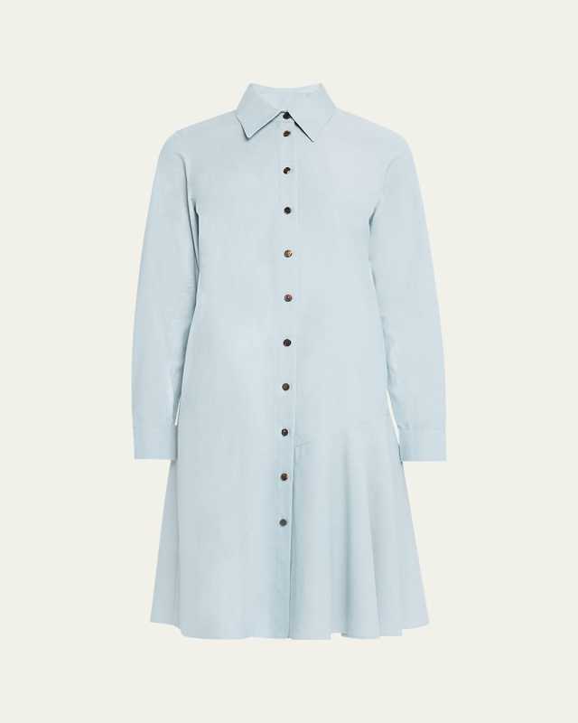 Flounce Cotton Shirtdress